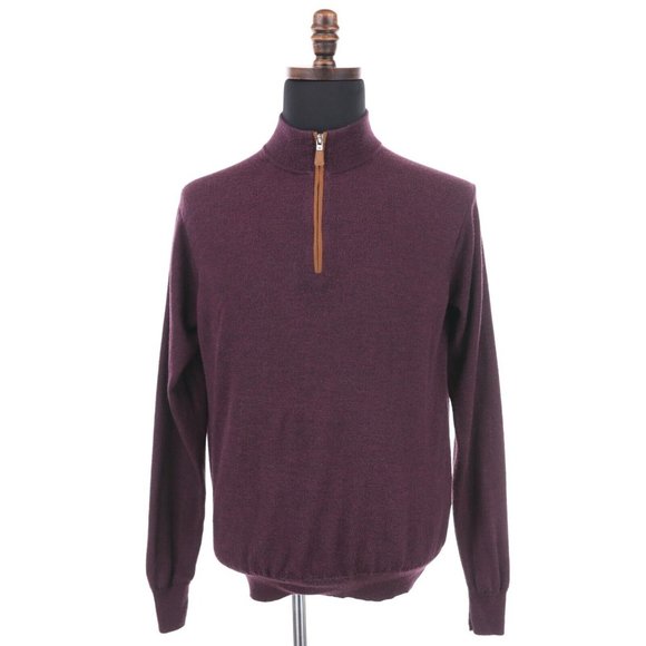 Peter Millar Other - Peter Millar 1/4 Zip Pullover Sweater Men's Medium Maroon Wool Silk Nylon Blend